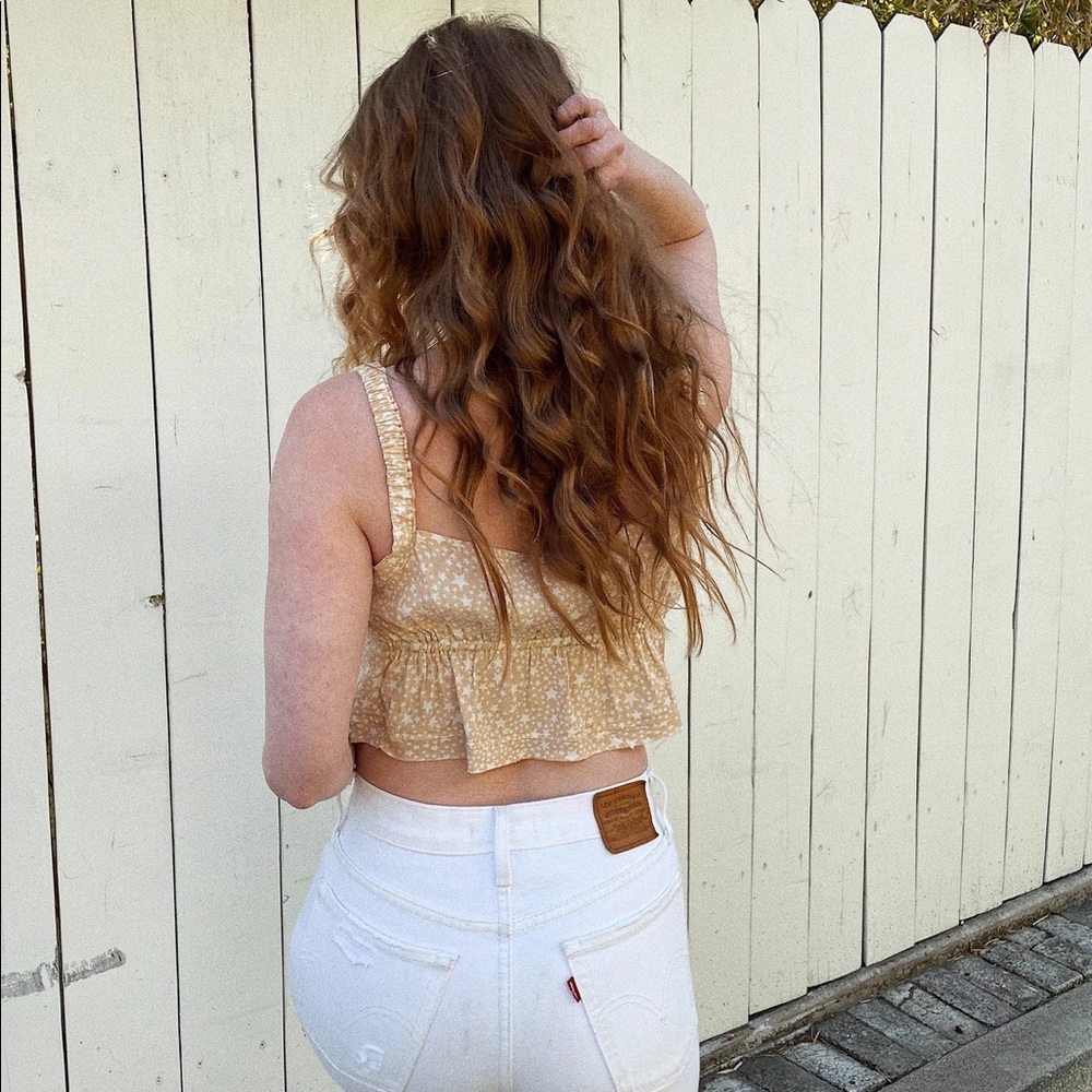 STAR PRINT TIE FRONT CROP TOP NUDE - Picture 3 of 3